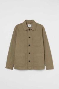 H&M Baumwoll Twill Overshirt Jacke Herren Dunkelgrün | GRD-352197