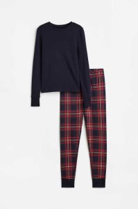 H&M Baumwoll pyjamas Jersey Kinder Navy Blau | EDX-285793