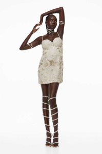 H&M Beaded Mesh Mini Kleider Damen Weiß | OML-056194