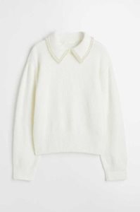 H&M Beaded-collar Pullover Damen Hellgrau | OMU-857923