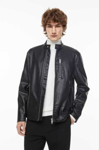 H&M Biker Jacke Herren Schwarz | OKT-136509
