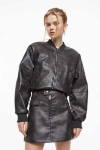 H&M Biker Röcke Damen Schwarz | WNX-682907