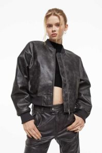 H&M Bomber Jacke Damen Schwarz | YBV-352987