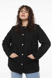 H&M Boucle Jacke Damen Schwarz | QVY-086573