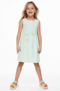 H&M Bow-detail cotton Kurzes Kleid Kinder Hellgrün | GKO-375298
