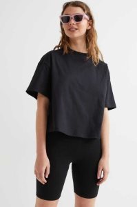 H&M Boxy T-shirt Oberteile Damen Dunkelblau | HRY-428069