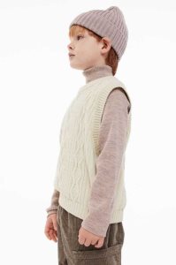 H&M Cable-knit Baumwoll Vest Pullover Kinder Beige Weiß | JEC-764590