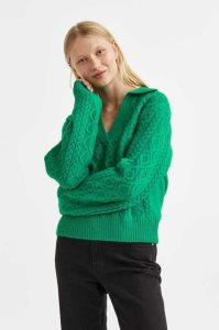 H&M Cable-knit Pullover Damen Grün | DUZ-108476