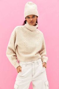 H&M Cable-knit Turtleneck Pullover Damen Lila | RPH-187034