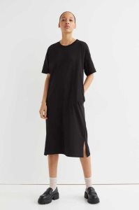 H&M Calf-length T-shirt Kleider Damen Schwarz | WFS-590286