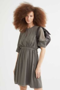 H&M Chiffon Drawstring-waist Kleider Damen Hellgelb | AHS-612384