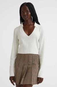 H&M Collared Rib-knit Oberteile Damen Rosa | KDH-364201