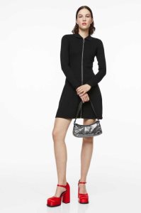 H&M Collared Zip-front Kleider Damen Schwarz | FHA-831059