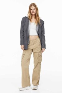 H&M Corduroy Cargo Hose Damen Schwarz | SQF-649783