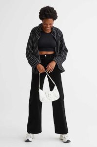H&M Corduroy Hose Damen Schwarz | WRX-790832