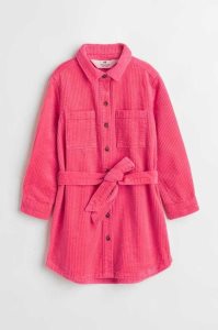H&M Corduroy Shirt Kurzes Kleid Kinder Rosa | QMP-762308