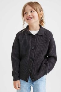 H&M CottonCollar Strickjacke Kinder Dunkelgrau | HZT-894723