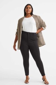 H&M Crease-front Leggings Übergröße Damen Schwarz | UDK-786043