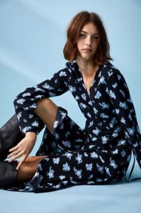 H&M Creped Wrap-front Kleider Damen Navy Blau | CGT-396524