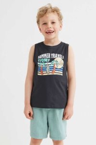 H&M Crinkled Baumwoll Kurze Hose Kinder Türkis | SPE-513806