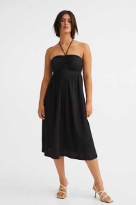 H&M Crinkled Halterneck Kleider Damen Hellbeige | YCE-384016