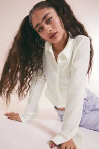 H&M Crinkled Shirt Bluse Damen Weiß | PUQ-253749