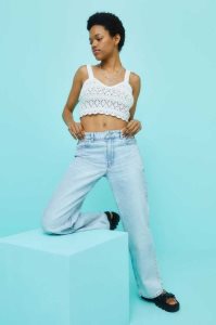 H&M Crochet-look Crop Oberteile Damen Hellbeige Weiß | GVE-579683
