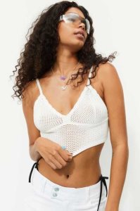 H&M Crochet-look Crop Oberteile Damen Weiß | DCQ-903547