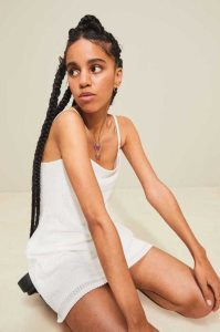 H&M Crochet-look Jersey Kleider Damen Weiß | NXI-758123