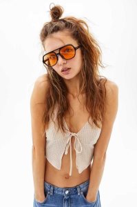 H&M Crochet-look Tie-detail Oberteile Damen Hellrosa | WTV-127650