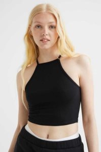 H&M Crop Oberteile Damen Dunkelbraun | CFS-852619