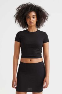 H&M Crop Oberteile Damen Hellblau | MCQ-781420