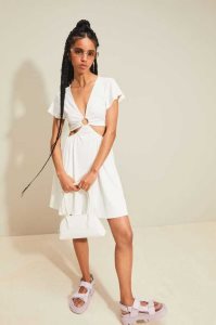 H&M Cut-out Jersey Kleider Damen Gelb | VOP-685029