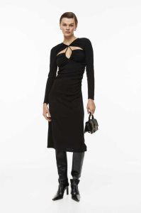 H&M Cut-out Kleider Damen Schwarz | AKS-954701