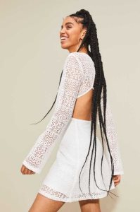 H&M Cut-out Spitze Kleider Damen Weiß | IQV-514093