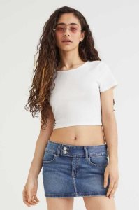H&M Denim Mini Röcke Damen Blau | GIP-891074