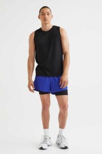 H&M Double-layer Lauf Kurze Hose Herren Schwarz | GNO-061342