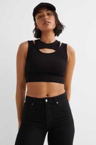 H&M Double-layered Crop Oberteile Damen Weiß | NIJ-974058