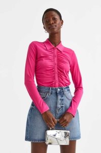 H&M Draped Jersey Oberteile Damen Rosa | EBA-316485
