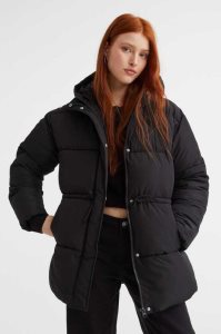 H&M Drawstring-waist Puffer Jacke Damen Schwarz | UWZ-864735
