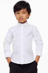 H&M Easy-iron Hemd Kinder Weiß | NKR-367285