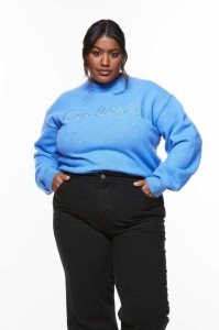 H&M Embroidered Pullover Damen Blau | VRW-849527