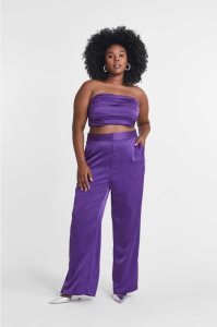 H&M Falten Bandeau Crop Oberteile Damen Lila | ZQU-371590