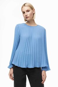 H&M Falten Bluse Damen Hellblau | YMW-379425
