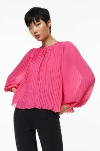 H&M Falten Bluse Damen Rosa | MNG-932405