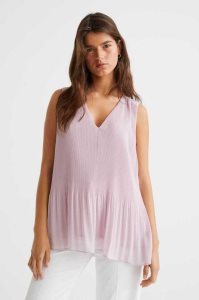 H&M Falten Chiffon Oberteile Damen Weiß | WSY-296730