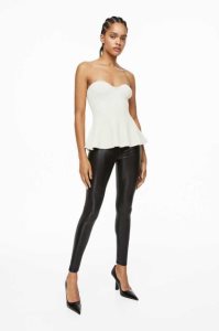 H&M Faux Leder Leggings Hose Damen Schwarz | BPR-109375