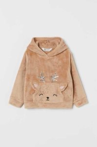 H&M Faux Shearling Hoodie Kinder Blau | BCP-863274