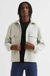 H&M Faux Wildleder Shacket Jacke Herren Weiß | ARX-074836
