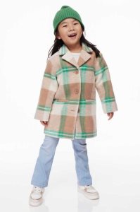 H&M Felted Coat Oberbekleidung Kinder Beige Grün | PZN-573042